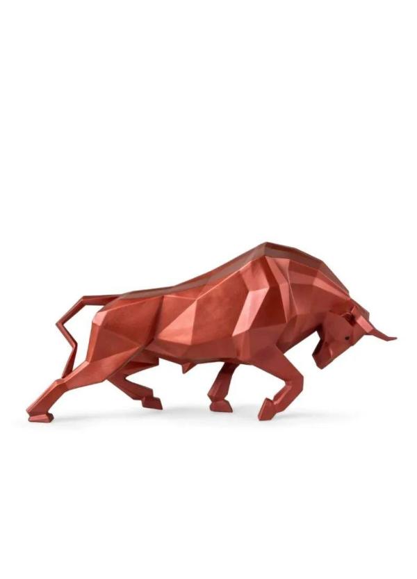 Scultura Toro. Rosso metallizzato
